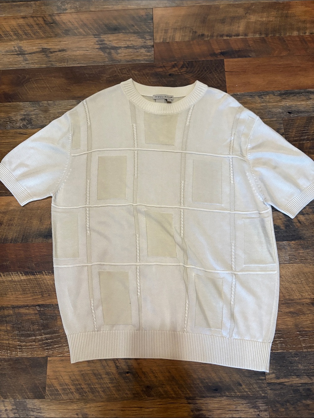 Tulliano short-sleeve knit sweater Men's Cream Short Sleeve Knit Shirt